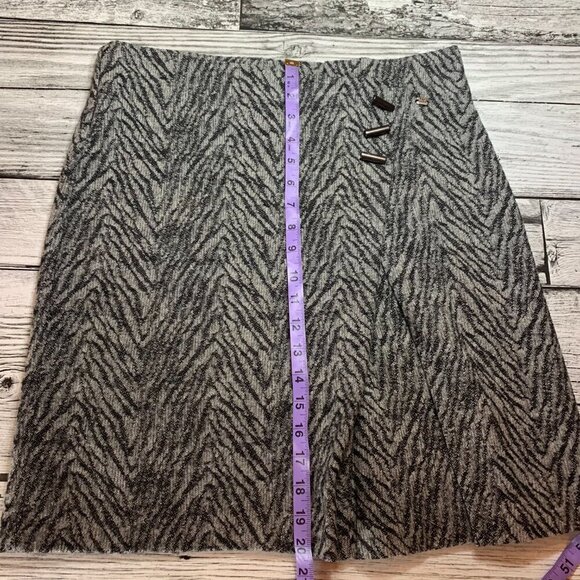 Vintage Y2K Zebra Animal Print Wool Blend Faux Wrap A-Line Skirt - Picture 12 of 13